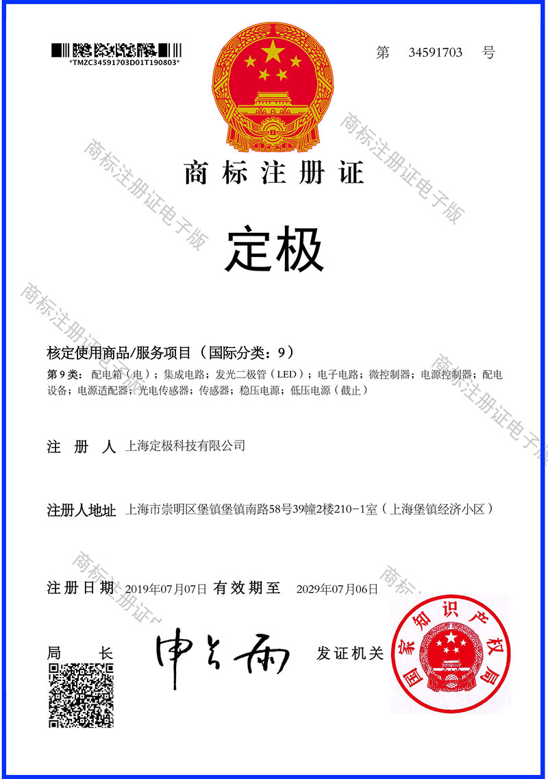 Dingji Trademark Certificate